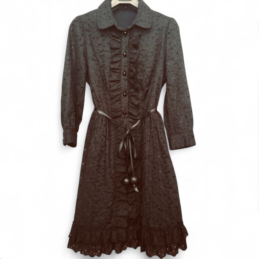 VTG Betsey Johnson New York Black Eyelet Boutique Dress